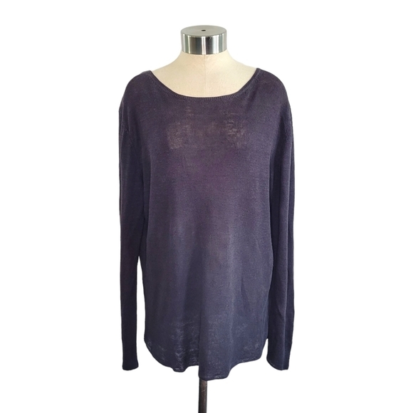 Club Monaco Lightweight 100% Linen Boat Neck Pullover Sweater Size M Purple Gray - Picture 3 of 10